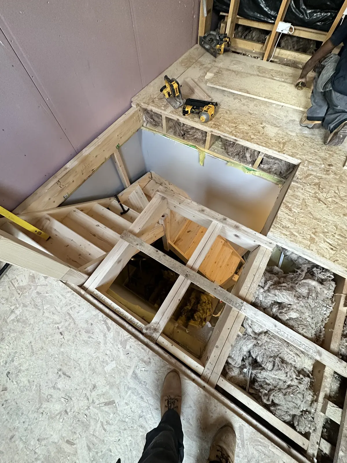 The stair opening during the works