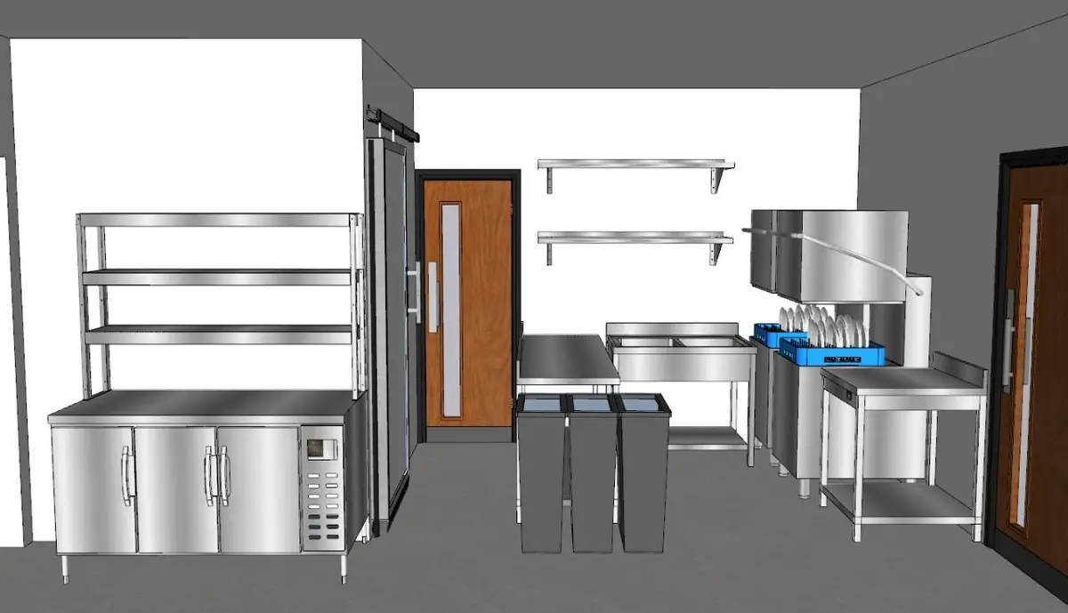 Commercial kitchen 3D layout (kitchen bah33 folder)