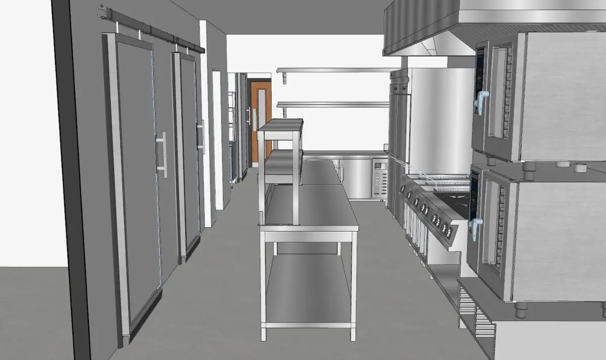 Commercial kitchen 3D, prep line