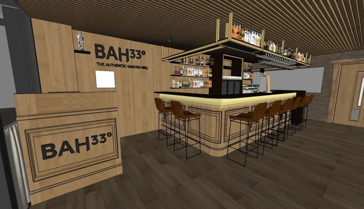 New bar with overhead rack and BAH33 front