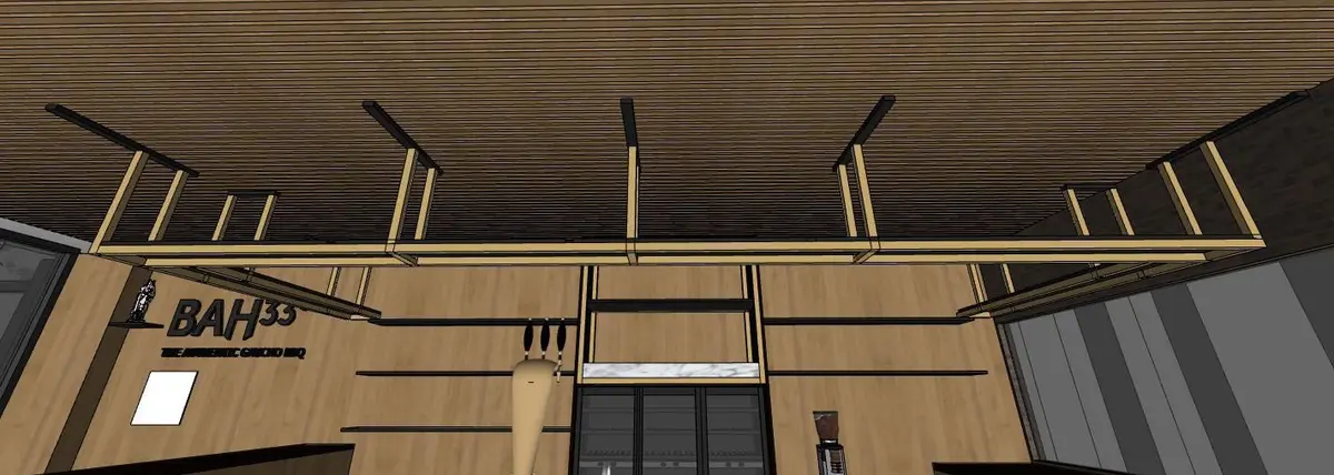 Slatted ceiling and bar rack