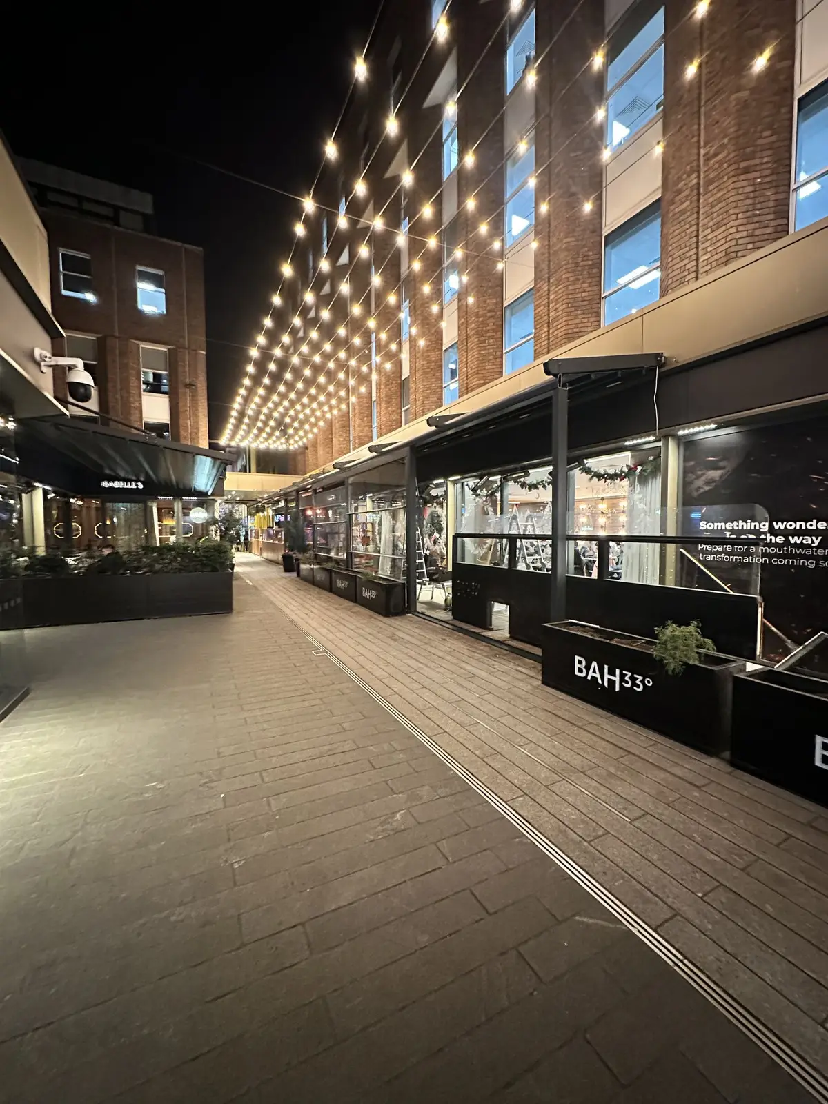 Terrace frontage at night