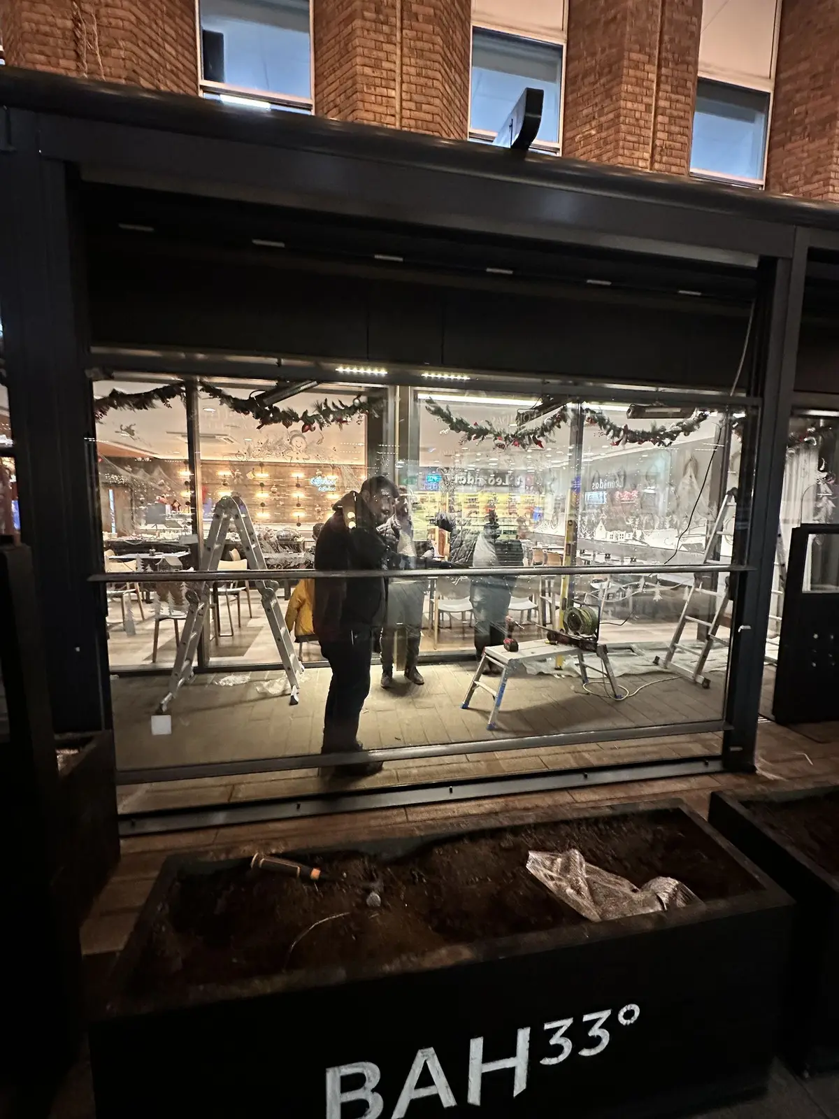 Terrace shopfront glazed, fit-out behind