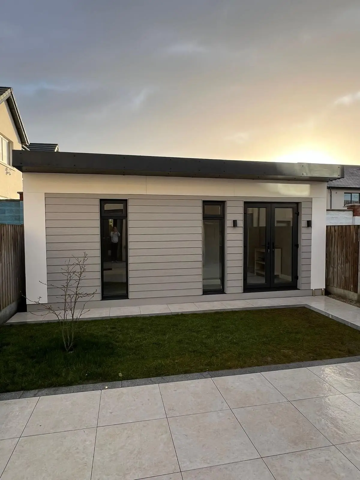 Rendered garden room with French doors