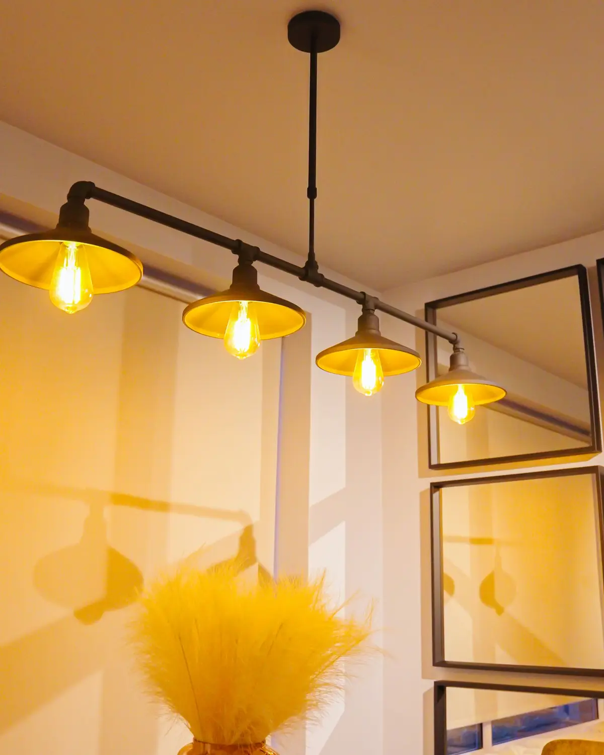 Pendant lights over the dining table