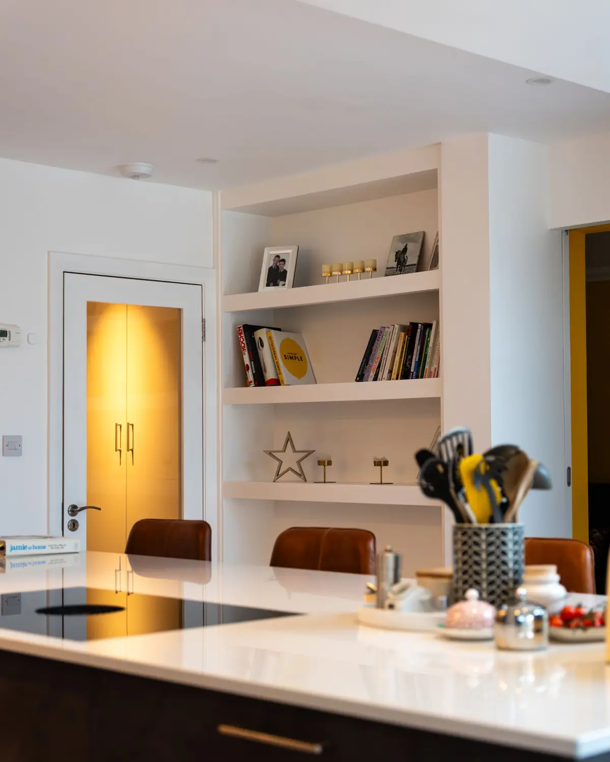Kitchen island and built-in shelving
