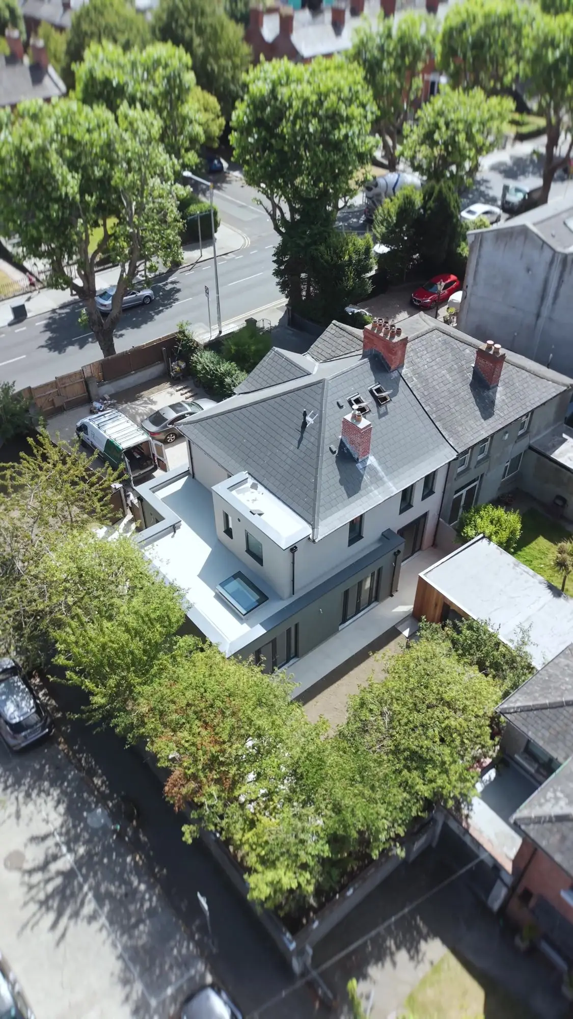 Aerial view of the house and garden in Phibsborough