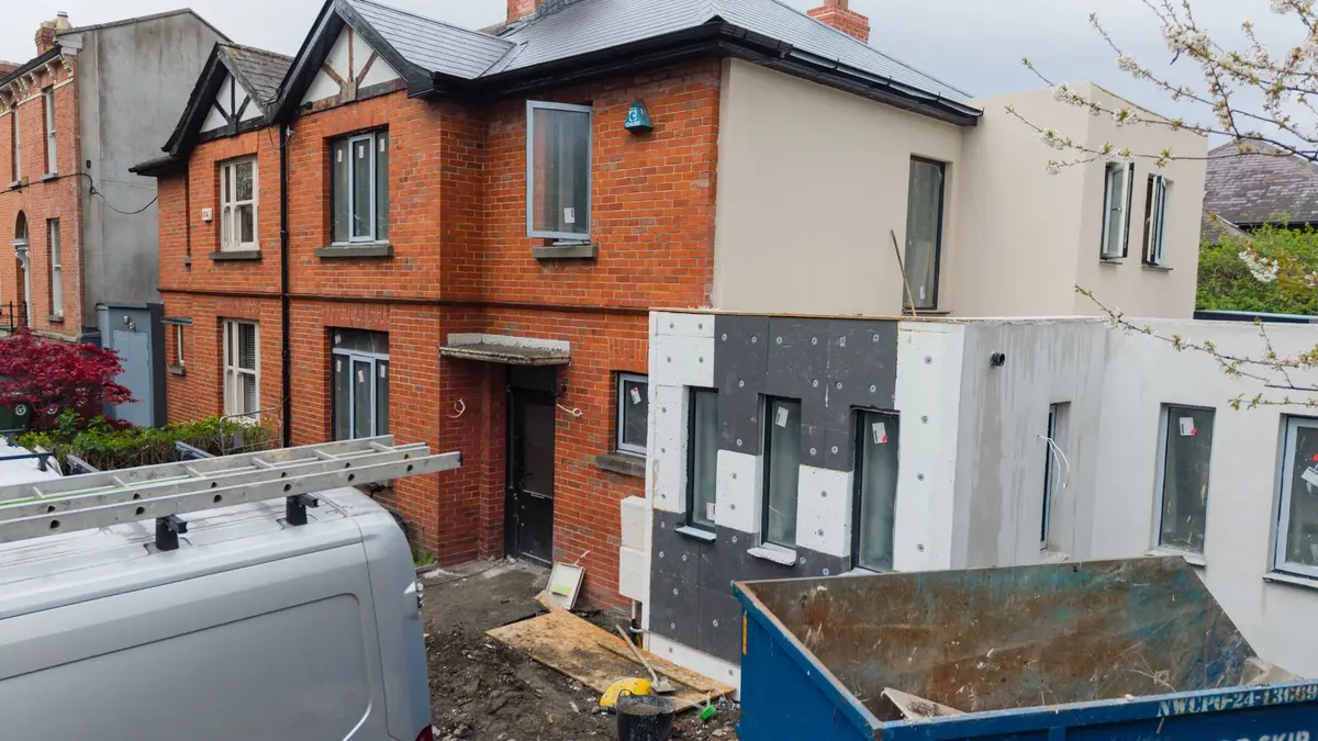 Front of the house during the works