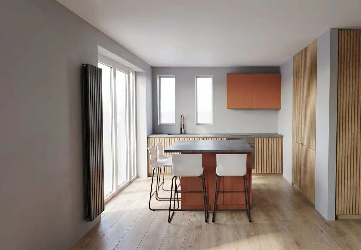 Render of the kitchen, Phibsborough