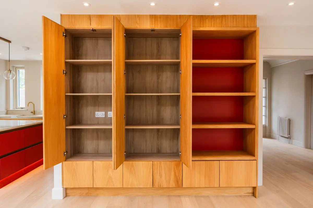 Oak and red display joinery, Phibsborough