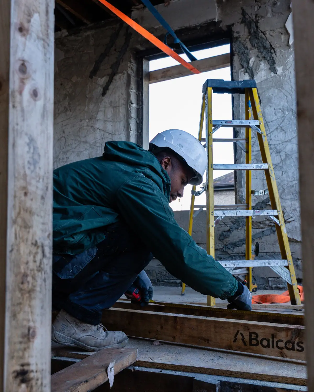 Operative in hard hat forming a new opening