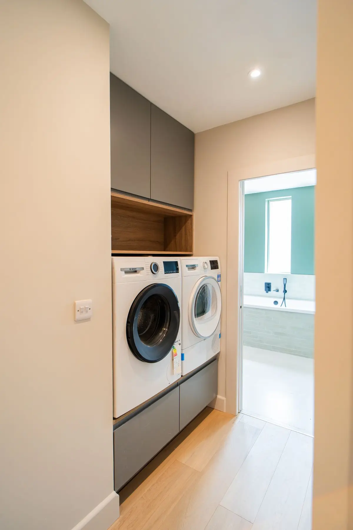 Utility with stacked appliances