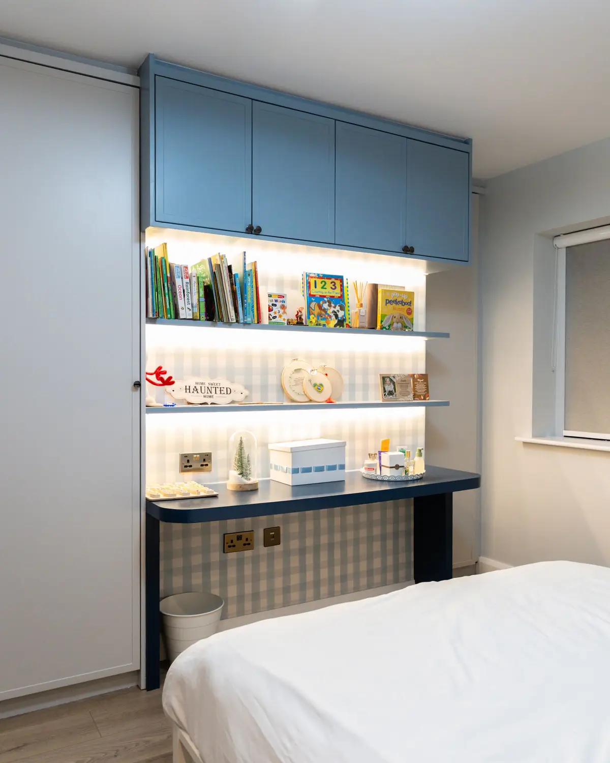Built-in desk and lit shelving, Rathcoole