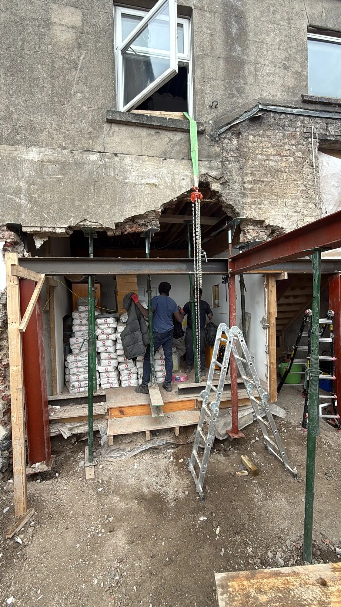 New steel frame going in at the rear